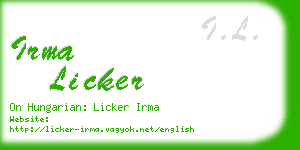irma licker business card